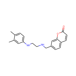 Cc1ccc(NCCNCc2ccc3ccc(=O)oc3c2)cc1C ZINC000013800764