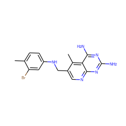 Cc1ccc(NCc2cnc3nc(N)nc(N)c3c2C)cc1Br ZINC000005892532