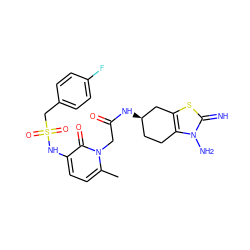 Cc1ccc(NS(=O)(=O)Cc2ccc(F)cc2)c(=O)n1CC(=O)N[C@@H]1CCc2c(sc(=N)n2N)C1 ZINC000026968743