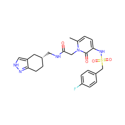 Cc1ccc(NS(=O)(=O)Cc2ccc(F)cc2)c(=O)n1CC(=O)NC[C@@H]1CCc2n[nH]cc2C1 ZINC000026973921