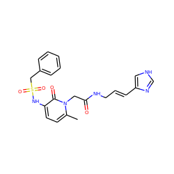 Cc1ccc(NS(=O)(=O)Cc2ccccc2)c(=O)n1CC(=O)NC/C=C/c1c[nH]cn1 ZINC000028563755