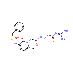 Cc1ccc(NS(=O)(=O)Cc2ccccc2)c(=O)n1CC(=O)NCCC(=O)N=C(N)N ZINC000027186852