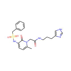 Cc1ccc(NS(=O)(=O)Cc2ccccc2)c(=O)n1CC(=O)NCCCc1c[nH]cn1 ZINC000008556579