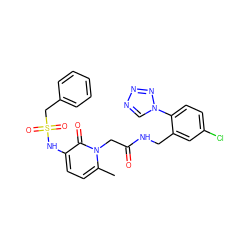 Cc1ccc(NS(=O)(=O)Cc2ccccc2)c(=O)n1CC(=O)NCc1cc(Cl)ccc1-n1cnnn1 ZINC000026818146