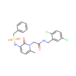 Cc1ccc(NS(=O)(=O)Cc2ccccc2)c(=O)n1CC(=O)NCc1cc(Cl)ccc1Cl ZINC000001487086