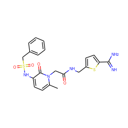 Cc1ccc(NS(=O)(=O)Cc2ccccc2)c(=O)n1CC(=O)NCc1ccc(C(=N)N)s1 ZINC000013440735