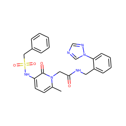 Cc1ccc(NS(=O)(=O)Cc2ccccc2)c(=O)n1CC(=O)NCc1ccccc1-n1cncn1 ZINC000013579414