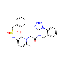 Cc1ccc(NS(=O)(=O)Cc2ccccc2)c(=O)n1CC(=O)NCc1ccccc1-n1cnnn1 ZINC000013579432