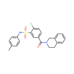 Cc1ccc(NS(=O)(=O)c2cc(C(=O)N3CCc4ccccc4C3)ccc2Cl)cc1 ZINC000001061585