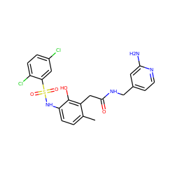 Cc1ccc(NS(=O)(=O)c2cc(Cl)ccc2Cl)c(O)c1CC(=O)NCc1ccnc(N)c1 ZINC000028570198