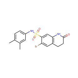 Cc1ccc(NS(=O)(=O)c2cc3c(cc2Br)CCC(=O)N3)cc1C ZINC000073387872