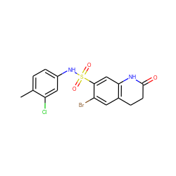 Cc1ccc(NS(=O)(=O)c2cc3c(cc2Br)CCC(=O)N3)cc1Cl ZINC000073142122