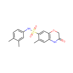 Cc1ccc(NS(=O)(=O)c2cc3c(cc2C)NC(=O)CO3)cc1C ZINC000020491663