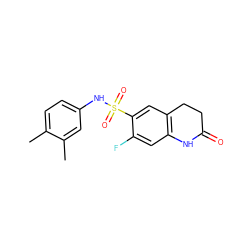 Cc1ccc(NS(=O)(=O)c2cc3c(cc2F)NC(=O)CC3)cc1C ZINC000047328561