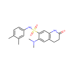 Cc1ccc(NS(=O)(=O)c2cc3c(cc2N(C)C)CCC(=O)N3)cc1C ZINC000064631687