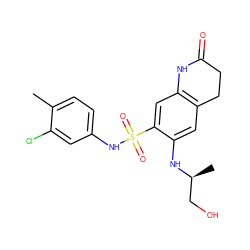 Cc1ccc(NS(=O)(=O)c2cc3c(cc2N[C@@H](C)CO)CCC(=O)N3)cc1Cl ZINC000073157155