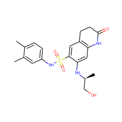 Cc1ccc(NS(=O)(=O)c2cc3c(cc2N[C@@H](C)CO)NC(=O)CC3)cc1C ZINC000073159358