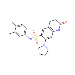 Cc1ccc(NS(=O)(=O)c2cc3c(cc2N2CCCC2)NC(=O)CC3)cc1C ZINC000073223381