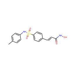 Cc1ccc(NS(=O)(=O)c2ccc(/C=C/C(=O)NO)cc2)cc1 ZINC000013493384