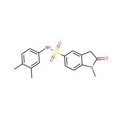 Cc1ccc(NS(=O)(=O)c2ccc3c(c2)CC(=O)N3C)cc1C ZINC000012647534