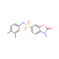 Cc1ccc(NS(=O)(=O)c2ccc3c(c2)oc(=O)n3C)cc1C ZINC000004885293