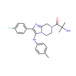 Cc1ccc(Nc2c(-c3ccc(F)cc3)nc3n2CCN(C(=O)C(C)(C)N)C3)cc1 ZINC000072108841