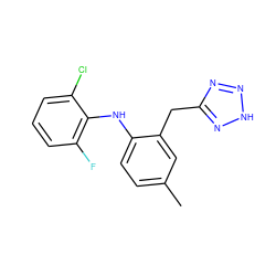 Cc1ccc(Nc2c(F)cccc2Cl)c(Cc2nn[nH]n2)c1 ZINC000203723431