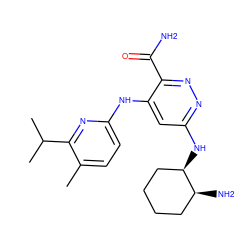 Cc1ccc(Nc2cc(N[C@@H]3CCCC[C@@H]3N)nnc2C(N)=O)nc1C(C)C ZINC000169308334