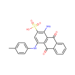 Cc1ccc(Nc2cc(S(=O)(=O)O)c(N)c3c2C(=O)c2ccccc2C3=O)cc1 ZINC000004044209