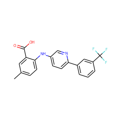 Cc1ccc(Nc2ccc(-c3cccc(C(F)(F)F)c3)nc2)c(C(=O)O)c1 ZINC000113898317