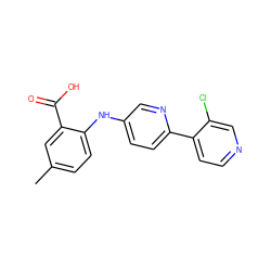 Cc1ccc(Nc2ccc(-c3ccncc3Cl)nc2)c(C(=O)O)c1 ZINC000114368543