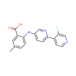 Cc1ccc(Nc2ccc(-c3ccncc3F)nc2)c(C(=O)O)c1 ZINC000113898605