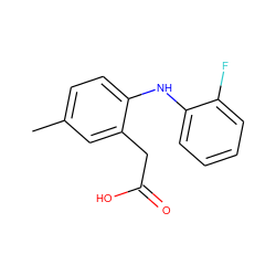 Cc1ccc(Nc2ccccc2F)c(CC(=O)O)c1 ZINC000029060518