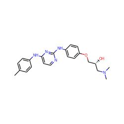 Cc1ccc(Nc2ccnc(Nc3ccc(OC[C@H](O)CN(C)C)cc3)n2)cc1 ZINC000013537986