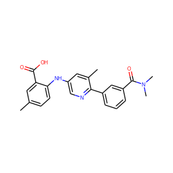 Cc1ccc(Nc2cnc(-c3cccc(C(=O)N(C)C)c3)c(C)c2)c(C(=O)O)c1 ZINC000113898363