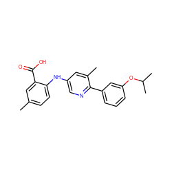 Cc1ccc(Nc2cnc(-c3cccc(OC(C)C)c3)c(C)c2)c(C(=O)O)c1 ZINC000113898960