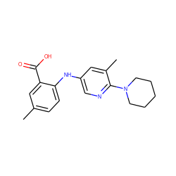 Cc1ccc(Nc2cnc(N3CCCCC3)c(C)c2)c(C(=O)O)c1 ZINC000113898653