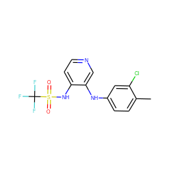 Cc1ccc(Nc2cnccc2NS(=O)(=O)C(F)(F)F)cc1Cl ZINC000103266650