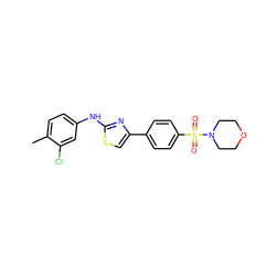 Cc1ccc(Nc2nc(-c3ccc(S(=O)(=O)N4CCOCC4)cc3)cs2)cc1Cl ZINC000000758778