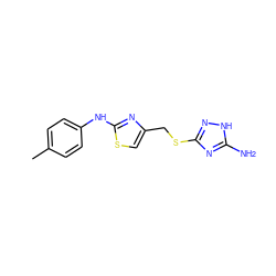 Cc1ccc(Nc2nc(CSc3n[nH]c(N)n3)cs2)cc1 ZINC000005931982