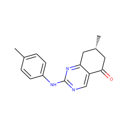 Cc1ccc(Nc2ncc3c(n2)C[C@H](C)CC3=O)cc1 ZINC000010156834