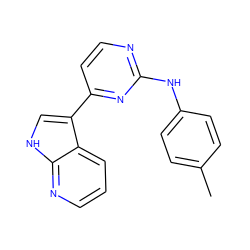 Cc1ccc(Nc2nccc(-c3c[nH]c4ncccc34)n2)cc1 ZINC000036124462