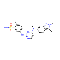 Cc1ccc(Nc2nccc(N(C)c3ccc4c(C)n(C)nc4c3)n2)cc1S(N)(=O)=O ZINC000011617039