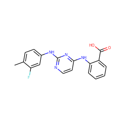 Cc1ccc(Nc2nccc(Nc3ccccc3C(=O)O)n2)cc1F ZINC000014960299