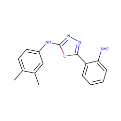 Cc1ccc(Nc2nnc(-c3ccccc3N)o2)cc1C ZINC000000100499