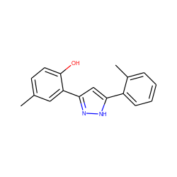 Cc1ccc(O)c(-c2cc(-c3ccccc3C)[nH]n2)c1 ZINC000013126656