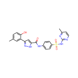 Cc1ccc(O)c(-c2cc(C(=O)Nc3ccc(S(=O)(=O)Nc4nccc(C)n4)cc3)[nH]n2)c1 ZINC000013121727