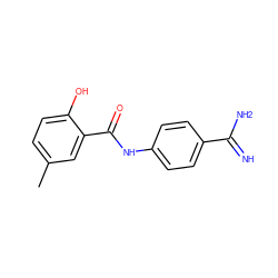 Cc1ccc(O)c(C(=O)Nc2ccc(C(=N)N)cc2)c1 ZINC000013444399