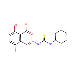 Cc1ccc(O)c(C(=O)O)c1/C=N/NC(=S)NC1CCCCC1 ZINC000028705968