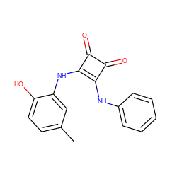 Cc1ccc(O)c(Nc2c(Nc3ccccc3)c(=O)c2=O)c1 ZINC000101113507